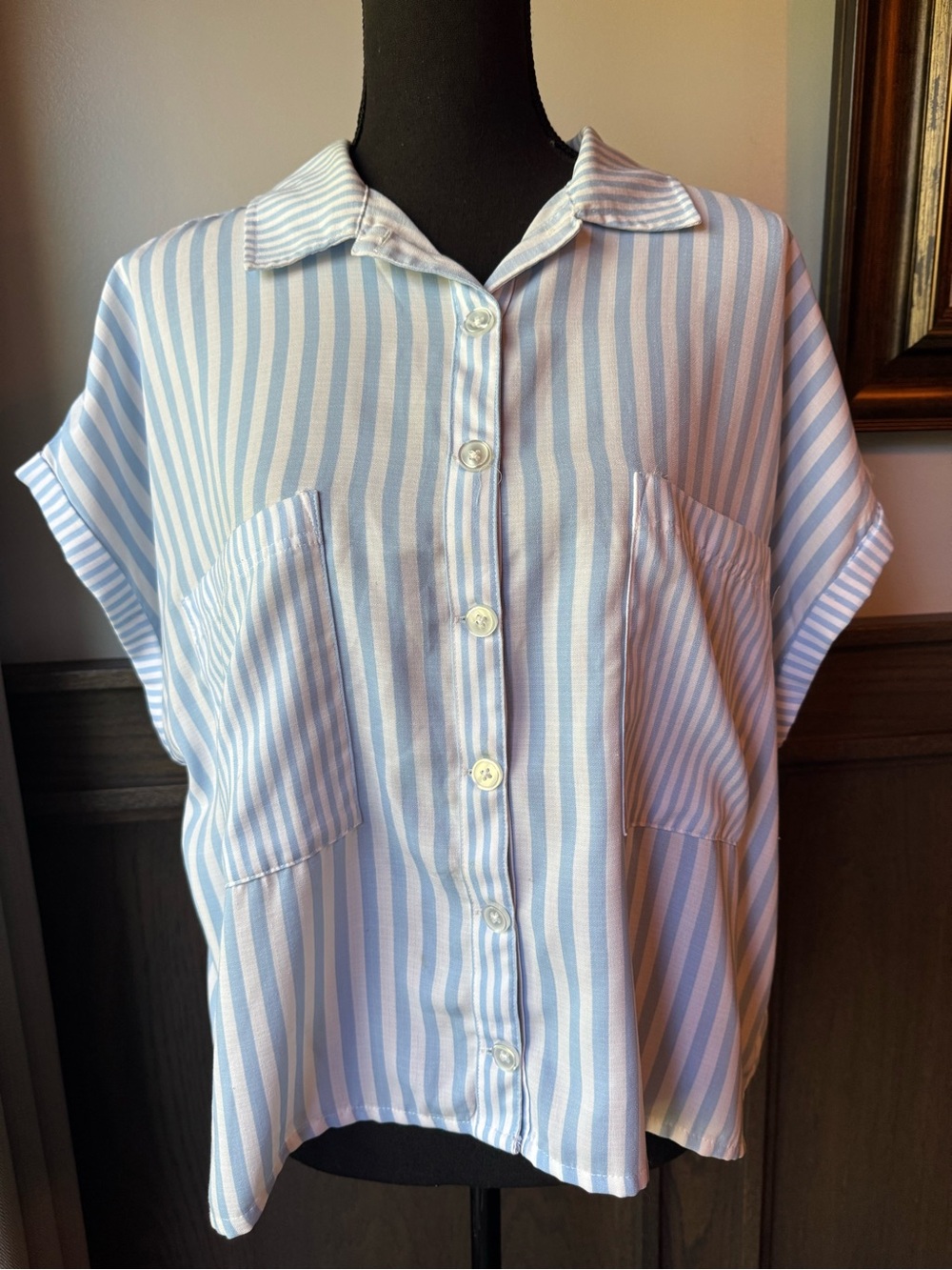 SO Blue & White Striped Button-Down Shirt